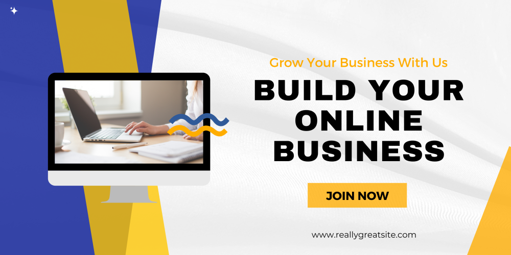 Blue And Yellow Online Business Banner
